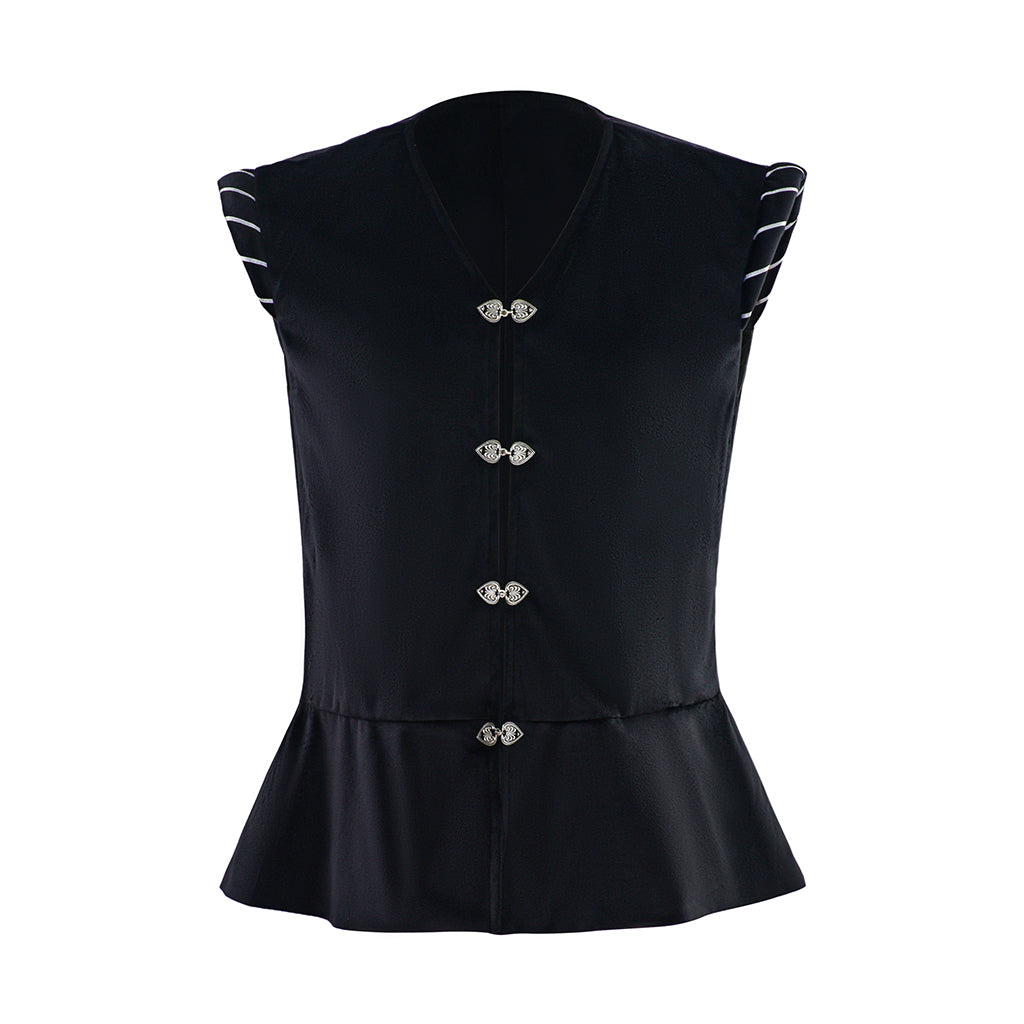 Renaissance Style Black Sleeveless Vest for Historical Reenactments Cosplay Events Medieval Themed Gatherings Halloween Christmas
