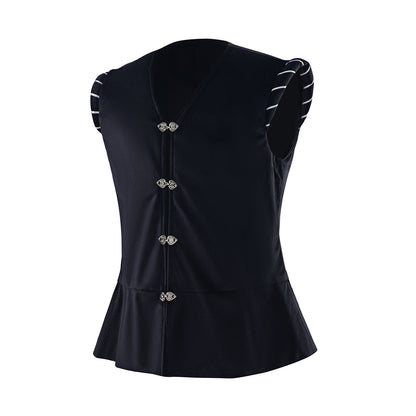 Renaissance Style Black Sleeveless Vest for Historical Reenactments Cosplay Events Medieval Themed Gatherings Halloween Christmas