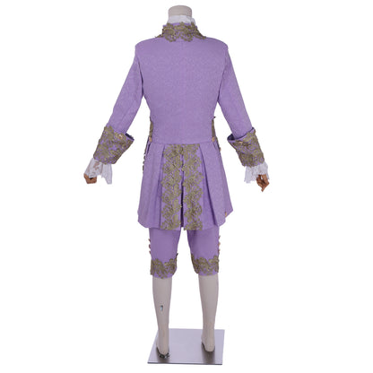 Medieval Men's Rococo Court Suit with Intricate Gold Embroidery Cosplay Stage Costume Adult Halloween Christmas Party Themed Outfit