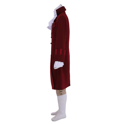 Medieval Men's Burgundy Rococo Court Suit Cosplay Stage Costume Adult Halloween Christmas Party Themed Outfit