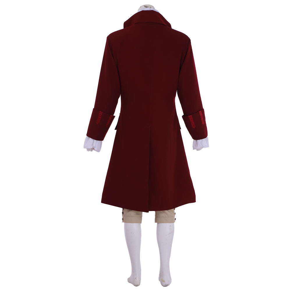 Medieval Men's Burgundy Rococo Court Suit Cosplay Stage Costume Adult Halloween Christmas Party Themed Outfit