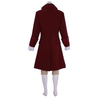 Medieval Men's Burgundy Rococo Court Suit Cosplay Stage Costume Adult Halloween Christmas Party Themed Outfit
