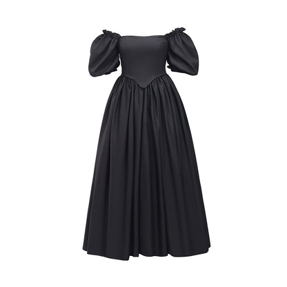 Medieval Style Off-shoulder Puff-sleeved White Maxi Dress for Historical Reenactments Medieval Themed Gatherings Halloween Christmas
