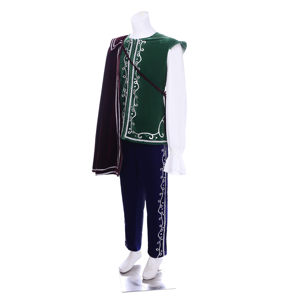 Medieval Men's Green Vest with Cloak Medieval Cosplay Stage Costume Adult Halloween Party Themed Outfit