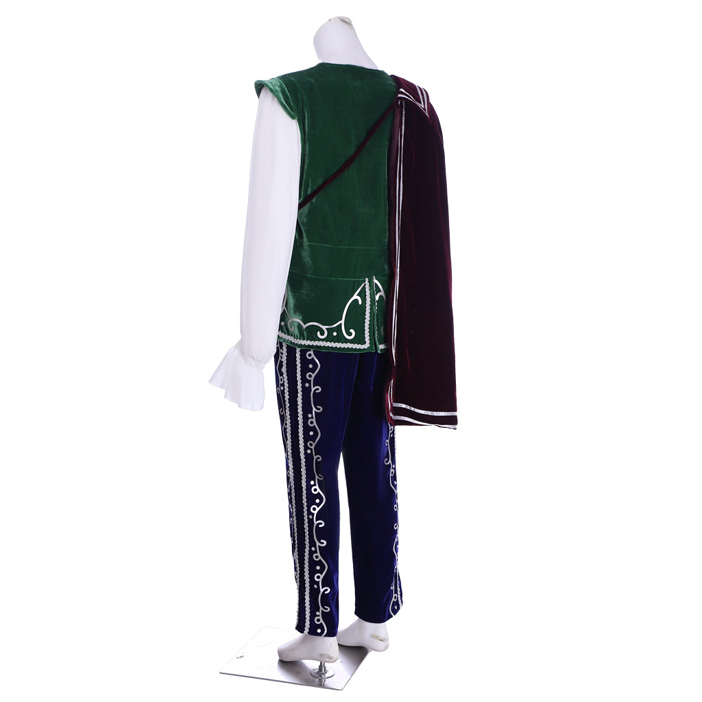 Medieval Men's Green Vest with Cloak Medieval Cosplay Stage Costume Adult Halloween Party Themed Outfit
