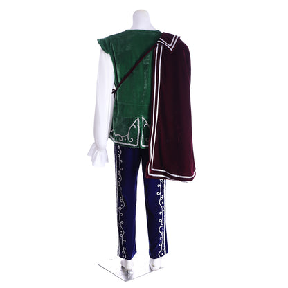 Medieval Men's Green Vest with Cloak Medieval Cosplay Stage Costume Adult Halloween Party Themed Outfit