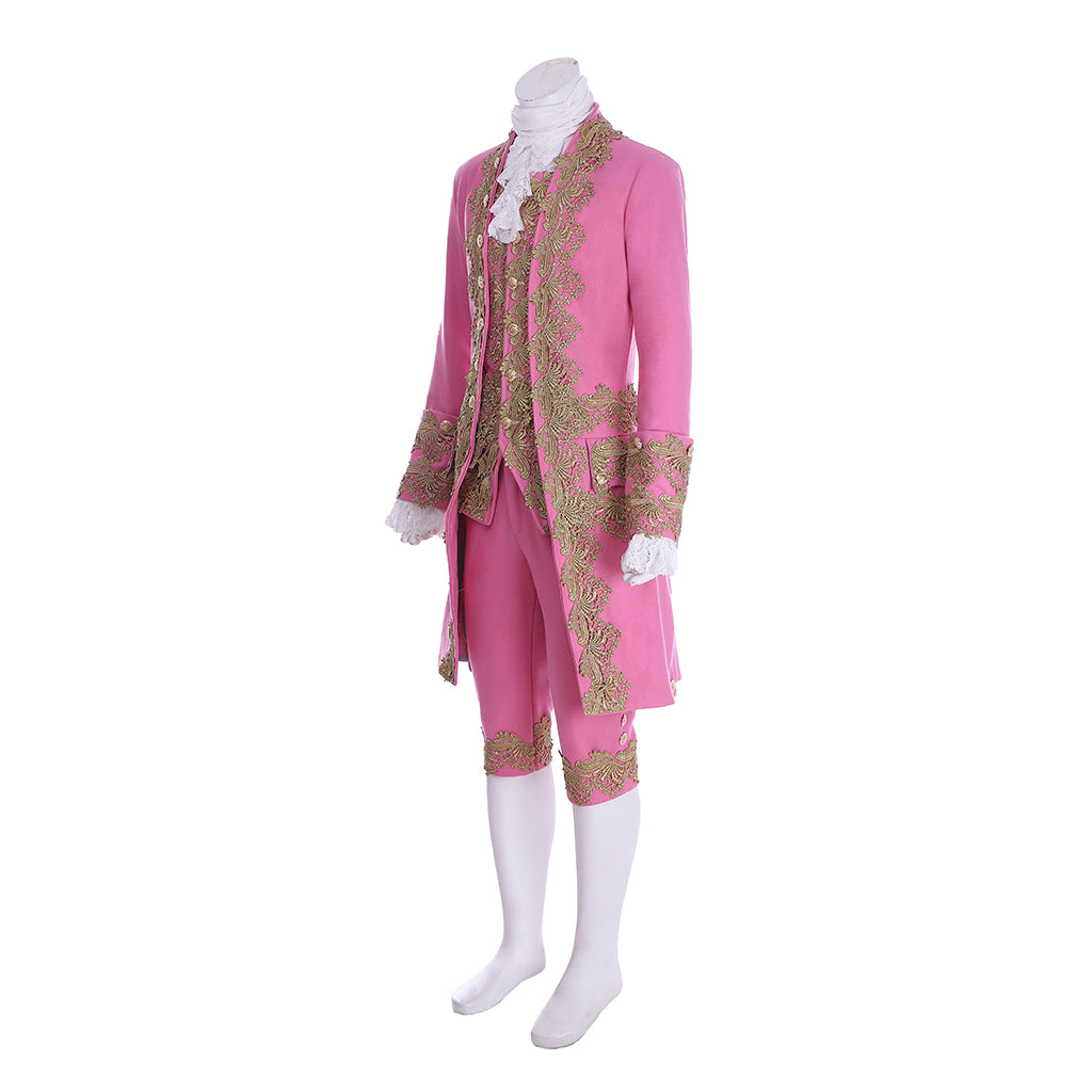Medieval Men's Rococo Court Suit with Intricate Gold Embroidery Cosplay Stage Costume Adult Halloween Christmas Party Themed Outfit