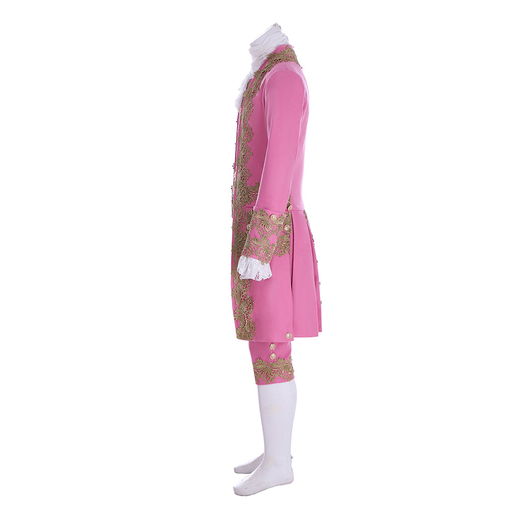 Medieval Men's Rococo Court Suit with Intricate Gold Embroidery Cosplay Stage Costume Adult Halloween Christmas Party Themed Outfit