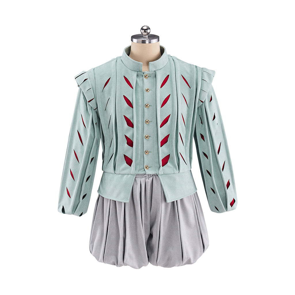 Medieval Light Green Embroidered Coat and Breeches Set for Historical Reenactments Theatrical Performances Halloween Christmas