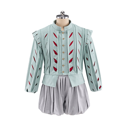 Medieval Light Green Embroidered Coat and Breeches Set for Historical Reenactments Theatrical Performances Halloween Christmas
