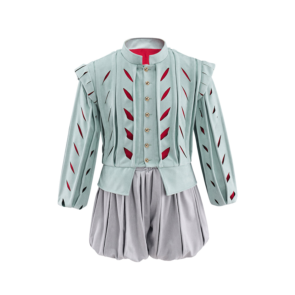 Medieval Light Green Embroidered Coat and Breeches Set for Historical Reenactments Theatrical Performances Halloween Christmas