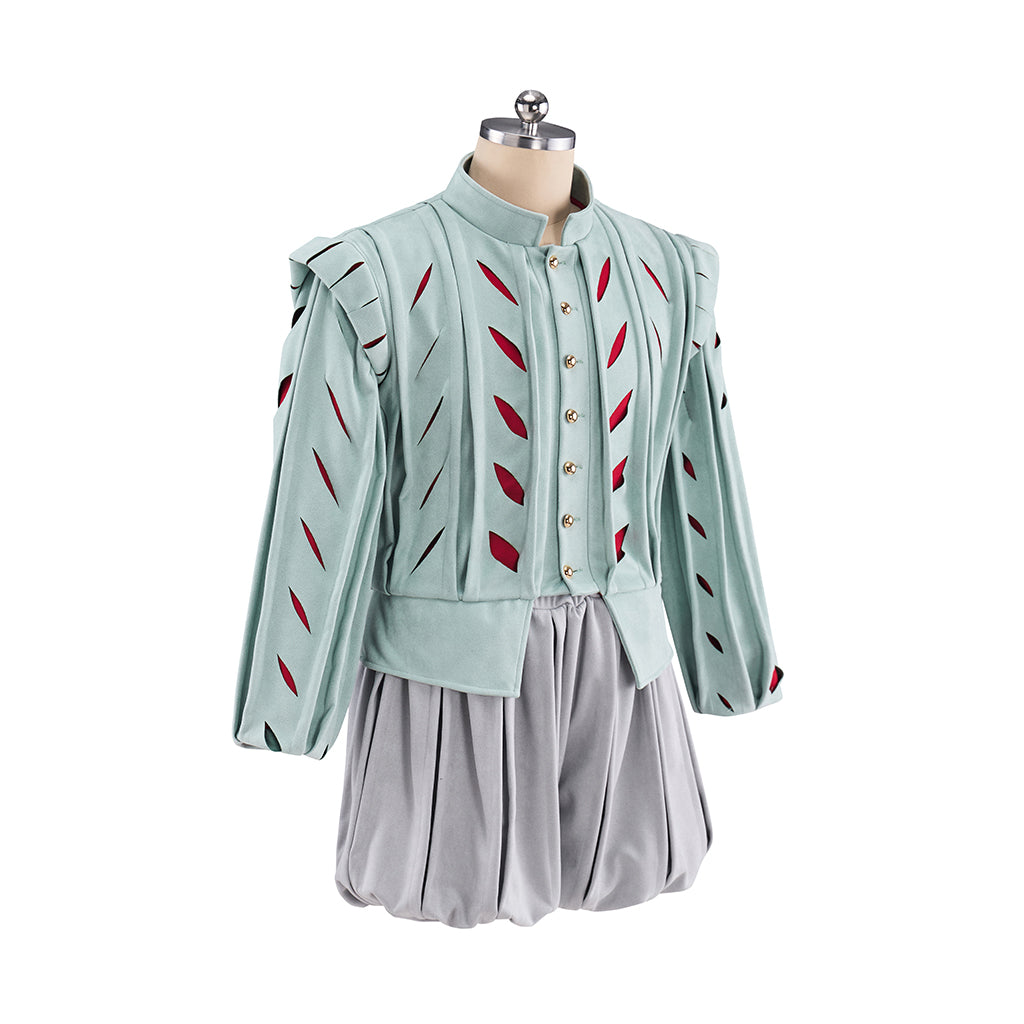 Medieval Light Green Embroidered Coat and Breeches Set for Historical Reenactments Theatrical Performances Halloween Christmas