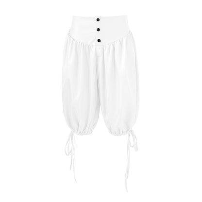 Medieval Style Black Breeches with High Waist Button Front and Ankle Ties for Historical Reenactments Cosplay Events Halloween