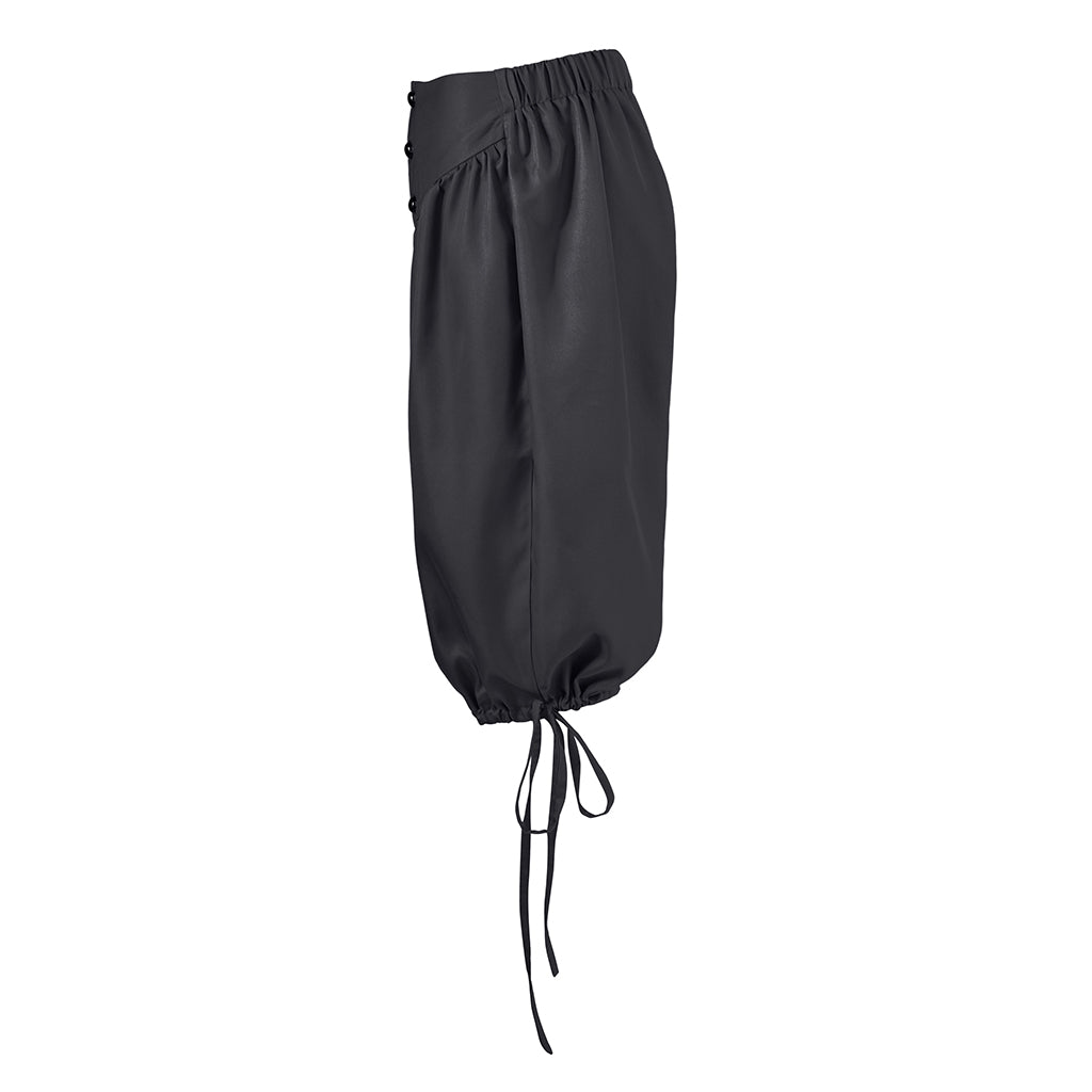 Medieval Style Black Breeches with High Waist Button Front and Ankle Ties for Historical Reenactments Cosplay Events Halloween