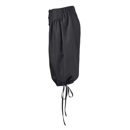 Medieval Style Black Breeches with High Waist Button Front and Ankle Ties for Historical Reenactments Cosplay Events Halloween