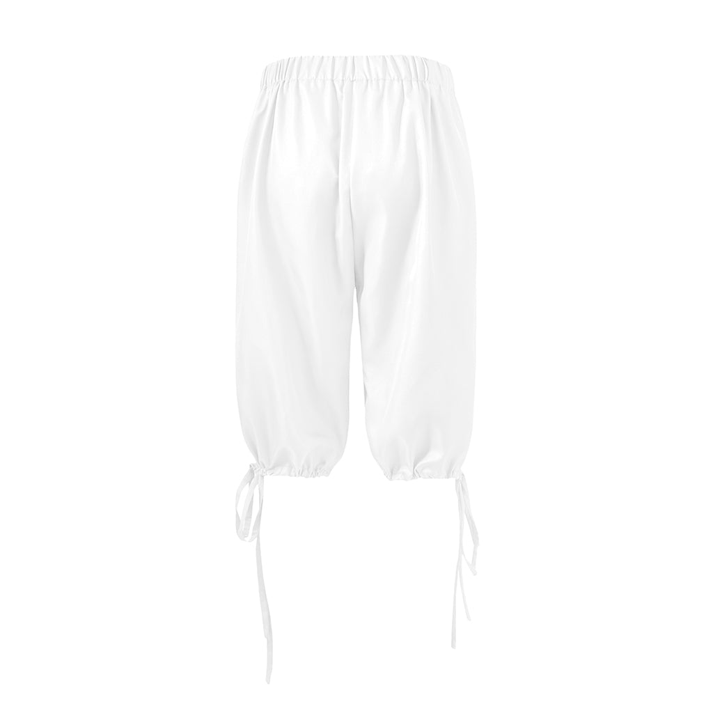 Medieval Style Black Breeches with High Waist Button Front and Ankle Ties for Historical Reenactments Cosplay Events Halloween