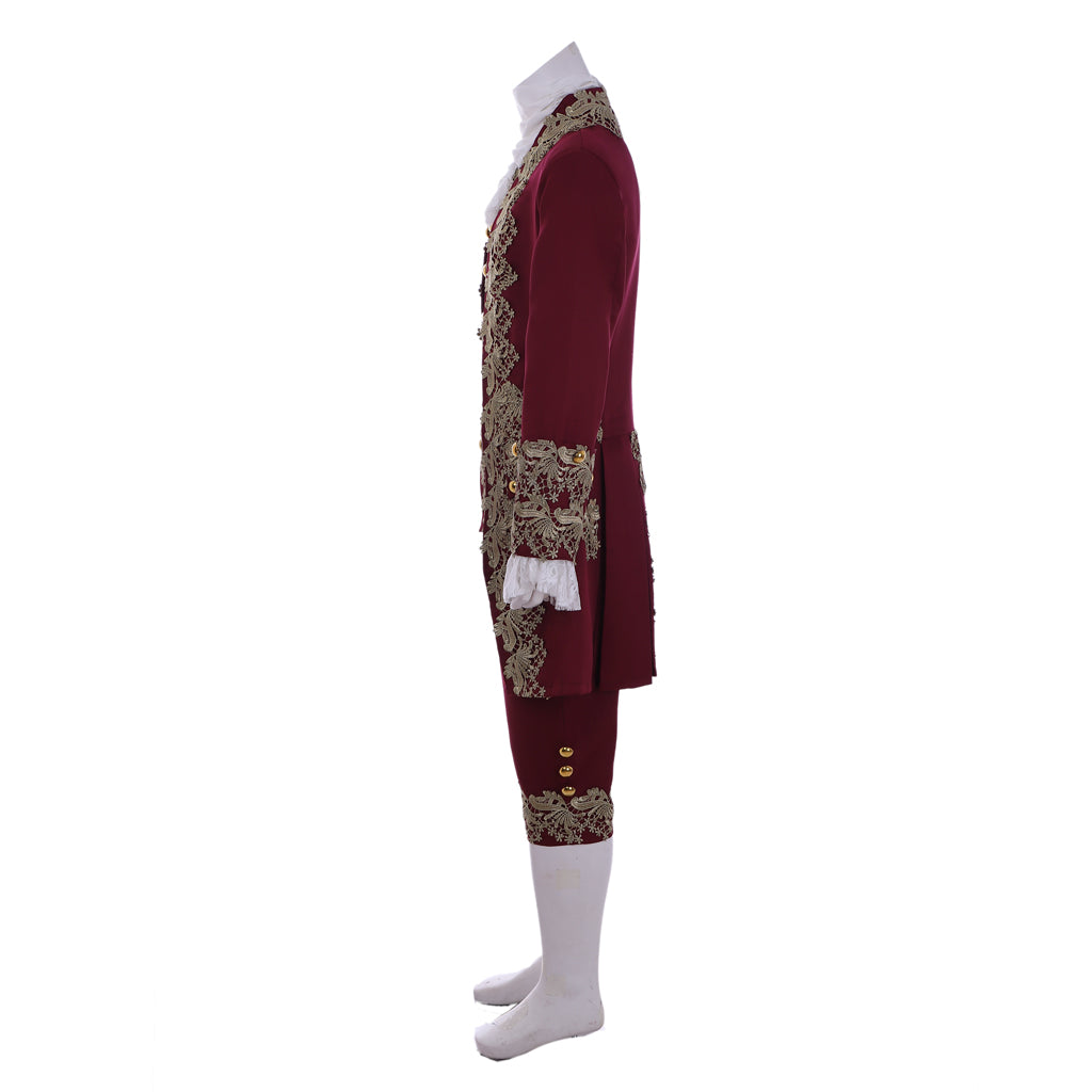 Medieval Men's Rococo Court Suit with Intricate Gold Embroidery Cosplay Stage Costume Adult Halloween Christmas Party Themed Outfit