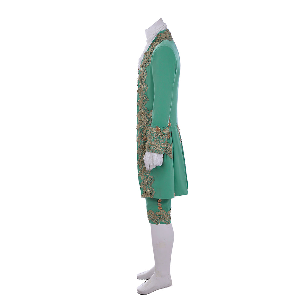 Medieval Men's Rococo Court Suit with Intricate Gold Embroidery Cosplay Stage Costume Adult Halloween Christmas Party Themed Outfit