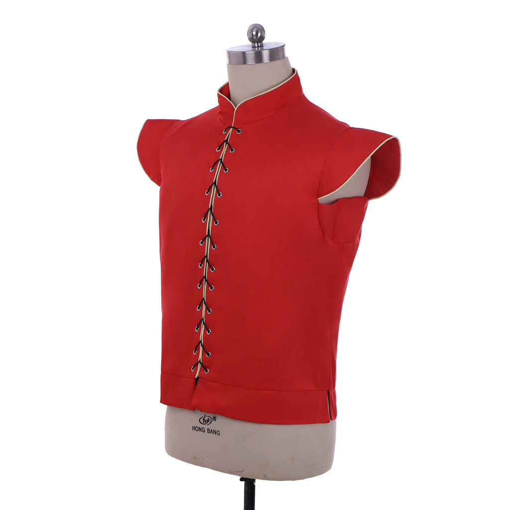 Medieval Men's Red Sleeveless Lace  Up Vest Cosplay Stage Costume Adult Party Themed Outfit Adult Halloween Party Themed Outfit