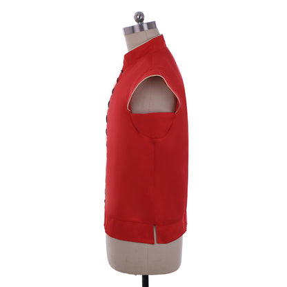 Medieval Men's Red Sleeveless Lace  Up Vest Cosplay Stage Costume Adult Party Themed Outfit Adult Halloween Party Themed Outfit