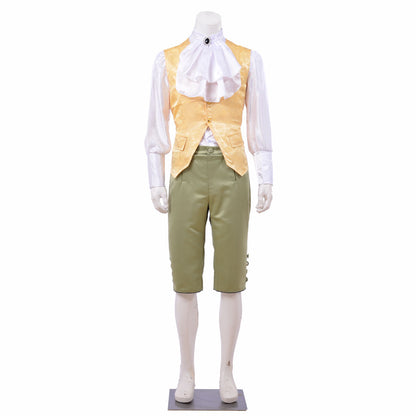 Medieval Men's Light Green and Gold Accented Aristocratic Court Costume Cosplay Stage Outfit Adult Halloween Christmas Party Themed Outfit