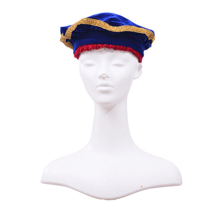 Medieval Men's Navy Blue with Red and Gold Accented Aristocratic Court Costume Cosplay Stage Outfit Adult Halloween Christmas Party Themed Outfit