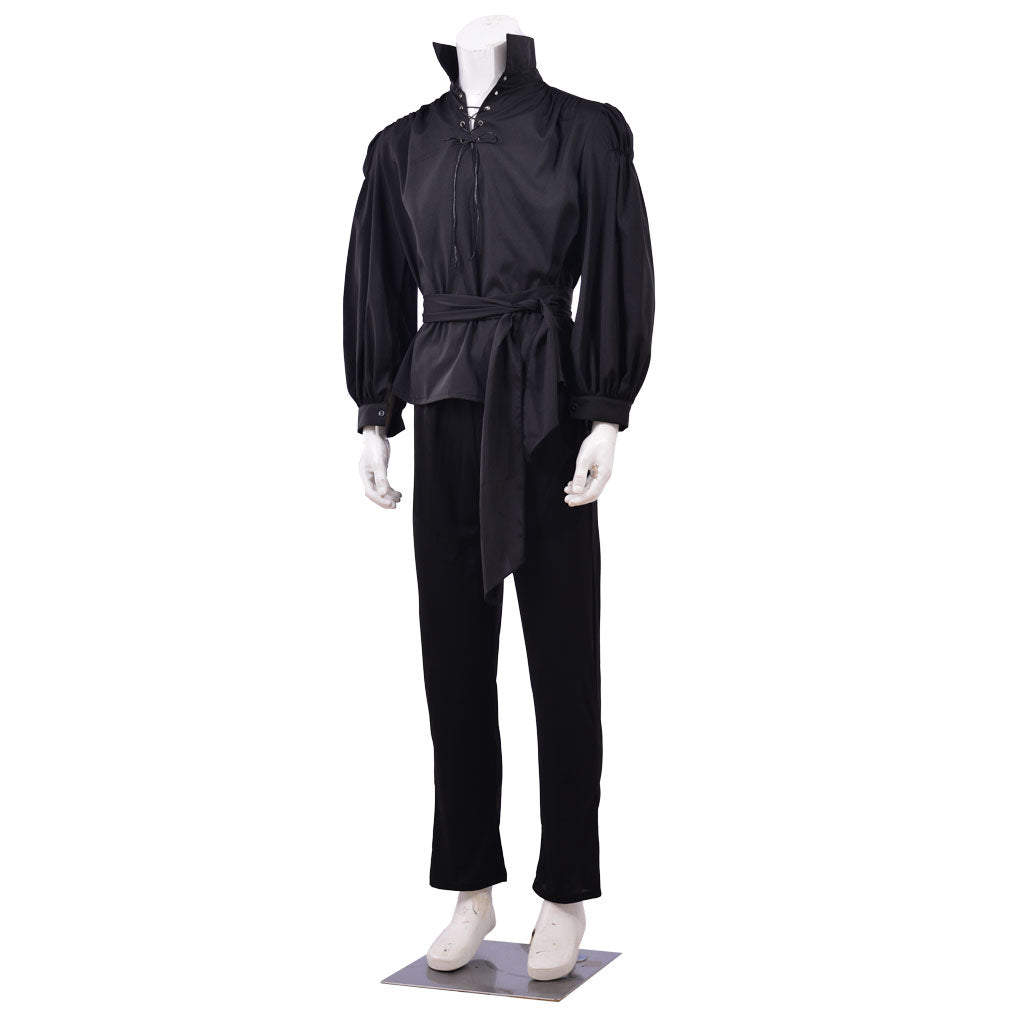 Medieval Men's Black Simple - Styled Aristocratic Court Costume Cosplay Stage Outfit Adult Halloween Christmas Party Themed Outfit