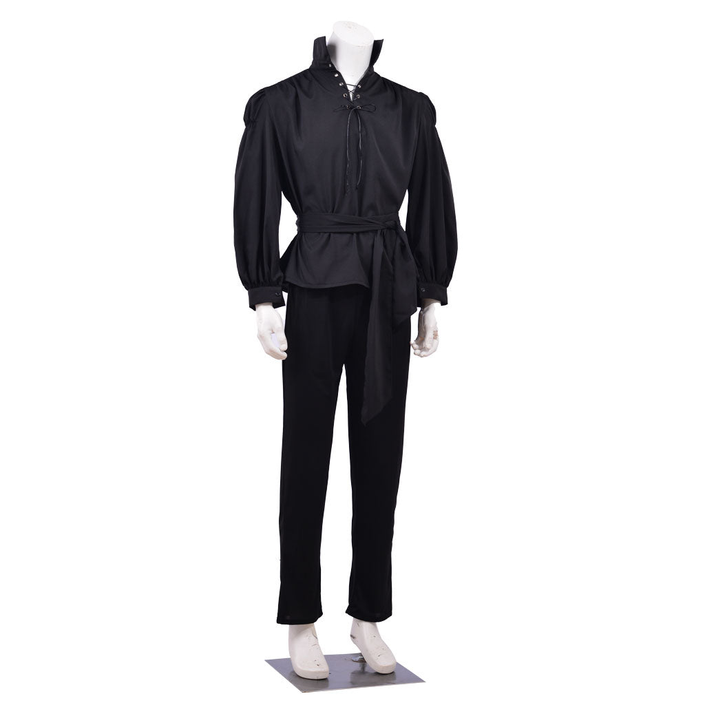 Medieval Men's Black Simple - Styled Aristocratic Court Costume Cosplay Stage Outfit Adult Halloween Christmas Party Themed Outfit