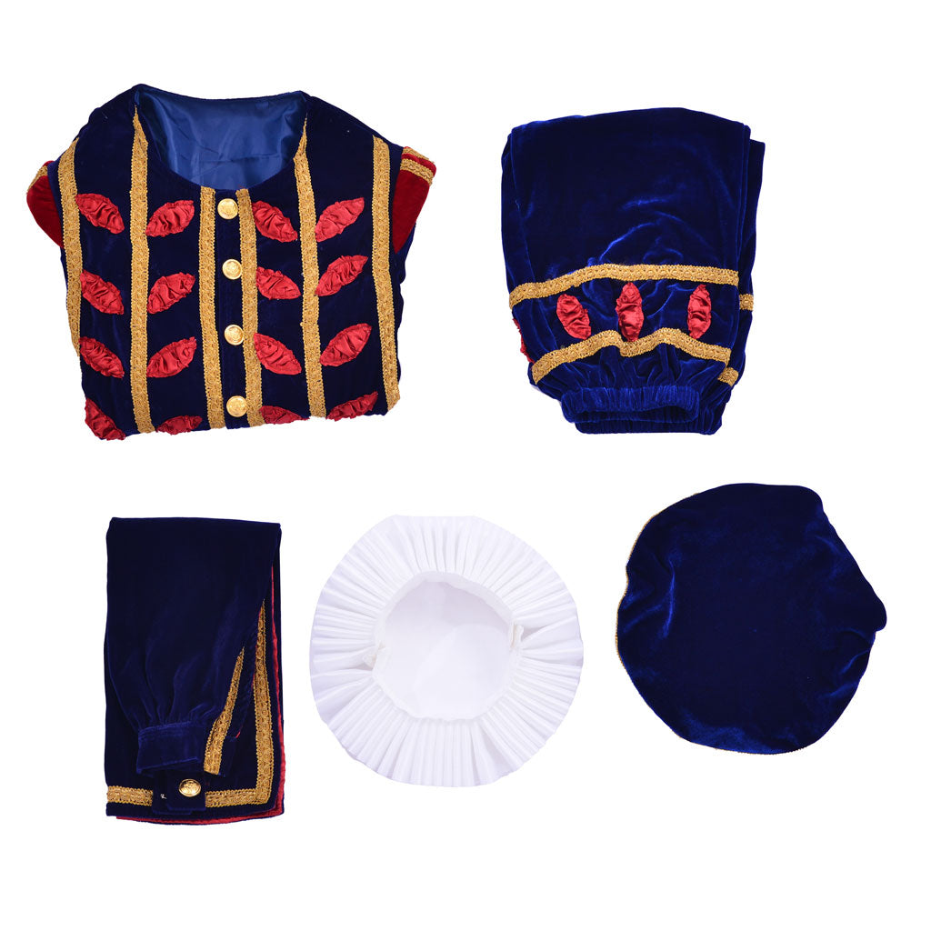 Medieval Men's Navy Blue with Red and Gold Accented Aristocratic Court Costume Cosplay Stage Outfit Adult Halloween Christmas Party Themed Outfit