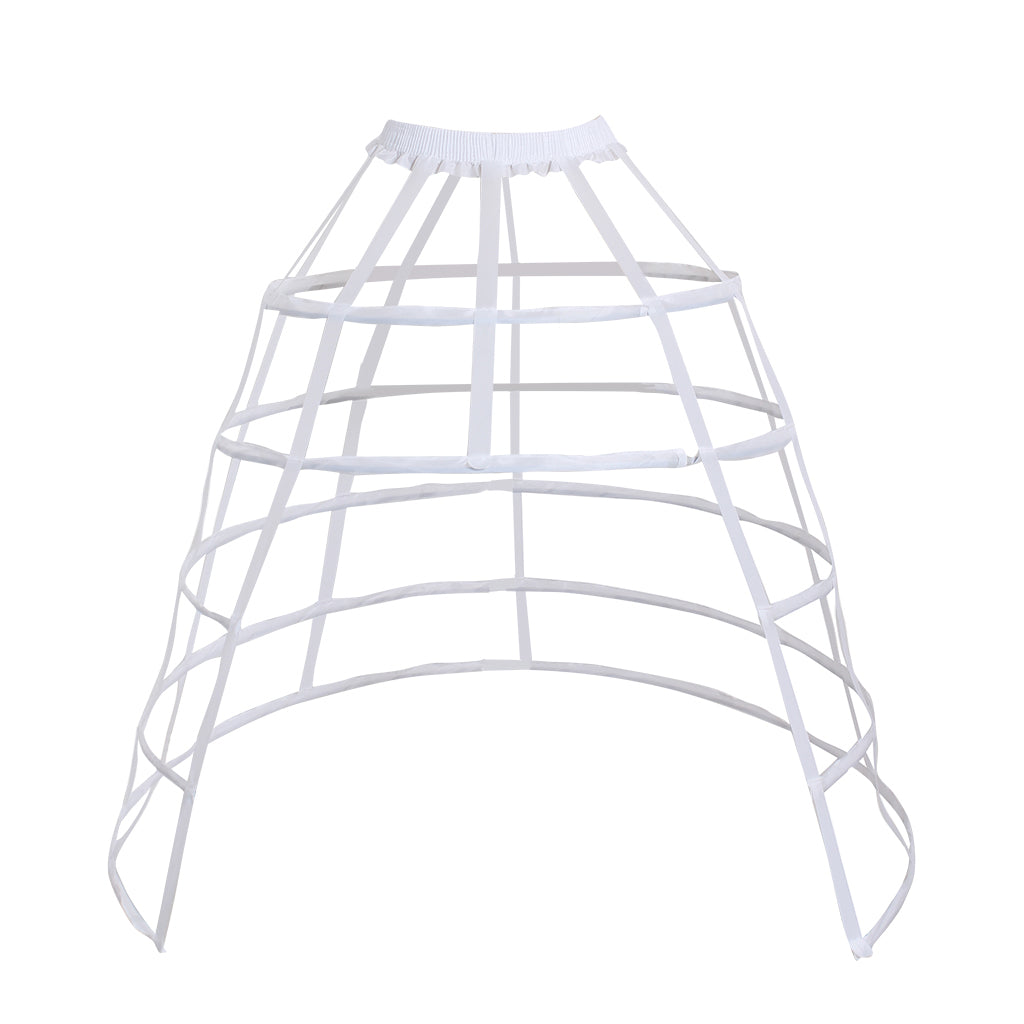 Women's White Baroque Cage Hoop Skirt Pannier Victorian Crinoline Underskirt Vintage Petticoat for Ball Dress Cosplay Princess Dress Rococo Style