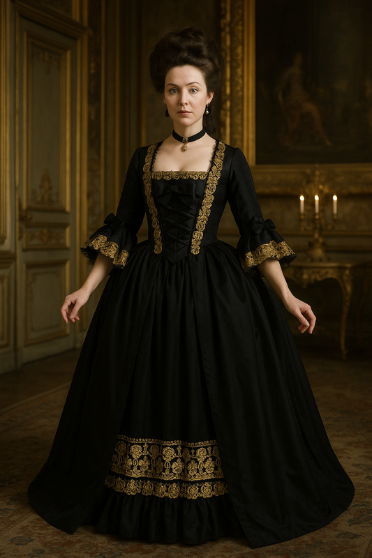 Gothic Rococo Victorian Dress Necklace Style For The Neck Flare Cuff Sleeve Party Costume Prom Dress Princess Shakespeare Solid Color Ball Gown Black  Women's Royal Halloween Carnival Valentine's Day Party Evening Dress Masquerade Adults' Dress All