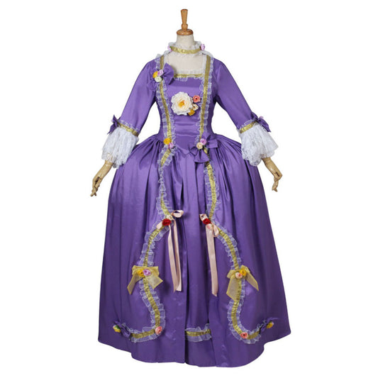 Rococo Victorian Vintage Dress Ball Gown Prom Custom Flare Cuff Sleeve Floral Fecoration Purple Women's Masquerade Carnival Wedding Party Adults' Dress