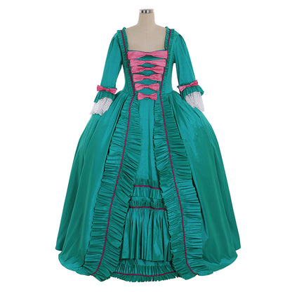 Medieval Renaissance Gothic Rococo Gown Inspired Long Length Prom Gown LARP Ren Faire Adults' Gown Shakespeare Gentlewoman Solid Ball Gown Green Women's Halloween Carnival Party Evening Dress Valentine's DayParty Masquerade Adults' Dress All