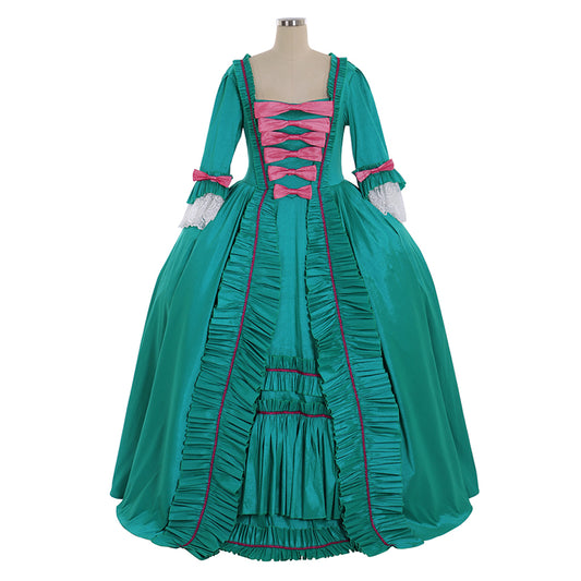 Medieval Renaissance Gothic Rococo Gown Inspired Long Length Prom Gown LARP Ren Faire Adults' Gown Shakespeare Gentlewoman Solid Ball Gown Green Women's Halloween Carnival Party Evening Dress Valentine's DayParty Masquerade Adults' Dress All