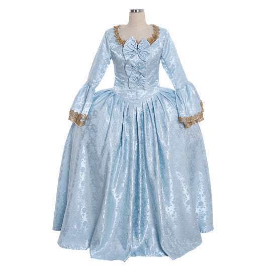 Gothic Rococo Vintage Inspired Dress Party Costume Prom Dress Princess Flare Cuff Sleeve Bow Accessory Shakespeare Maxi Dress Blue Women's Royal  Christmas Halloween Carnival Party Evening dress Masquerade Adults' Dress All