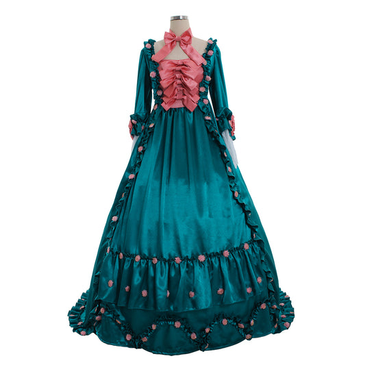 18th Gothic Rococo Down Inspired Long Length Prom Dress Flare Cuff Sleeve Party Costume Prom Gown Princess Shakespeare Lady Geometric Ball Gown Women's Royal Halloween Carnival Party Evening Dress Valentine's DayParty Masquerade Adults' Dress All