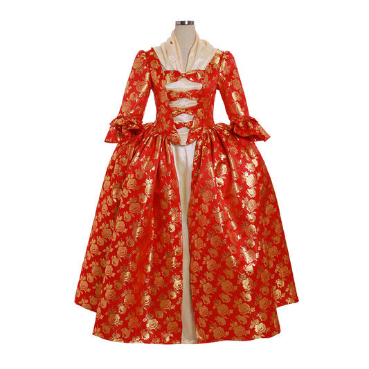 Gothic Rococo Vintage Inspired Dress Party Costume Prom Dress Princess Flare Cuff Sleeve Bow Accessory Pint Dsign Shakespeare Maxi Dress Red Women's Royal  Christmas Halloween Carnival Party Evening dress Masquerade Adults' Dress All
