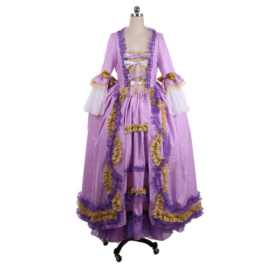 Rococo Victorian Vintage Inspired Dress Party Costume Prom Down Princess Shakespeare Solid Bow Accessory  Purple Women's Halloween Carnival Valentine's Day Party Evening Dress Masquerade Adults' Dress All