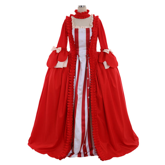 Rococo Victorian Vintage Inspired Dress Party Costume Prom Down Princess Shakespeare Solid Striped dress Bow Scarf Accessory Origon Women's Halloween Carnival Valentine's Day Party Evening Dress Masquerade Adults' Dress All
