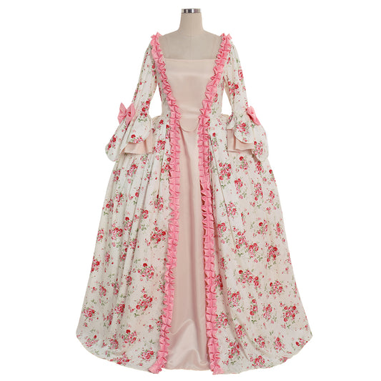 Rococo Victorian Vintage Inspired Dress Party Costume Flare Cuff Sleeve Bow Accessory Prom Down Princess Shakespeare Solid Pint Dsign Women's Halloween Carnival Valentine's Day Party Evening Dress Masquerade Adults' Dress All