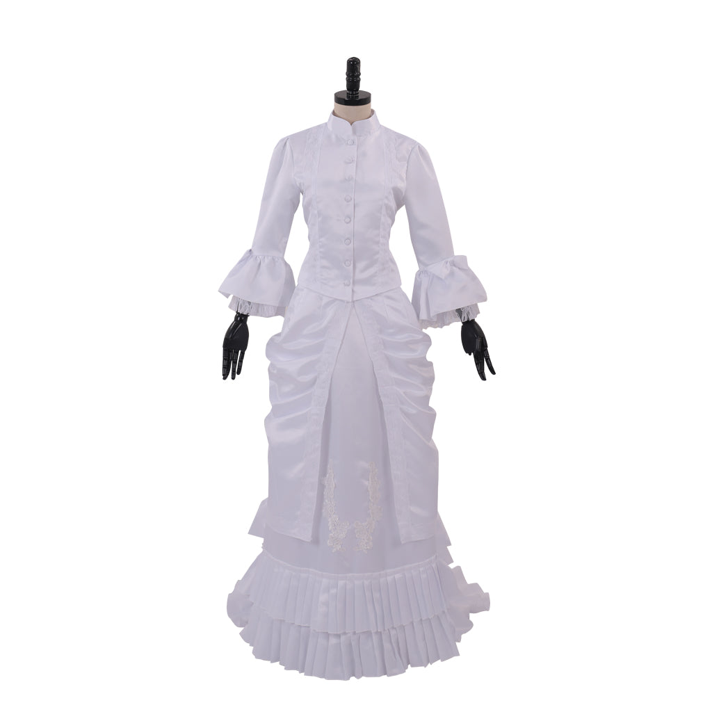 Victorian Rococo Medieval Floor Length Dress Flare Cuff Sleeve Dress Party Costume Prom Dress Princess Shakespeare Solid Ball Gown White Women's Royal Christmas Halloween Carnival Party Evening Dress Masquerade Adults' Dress All Seasons