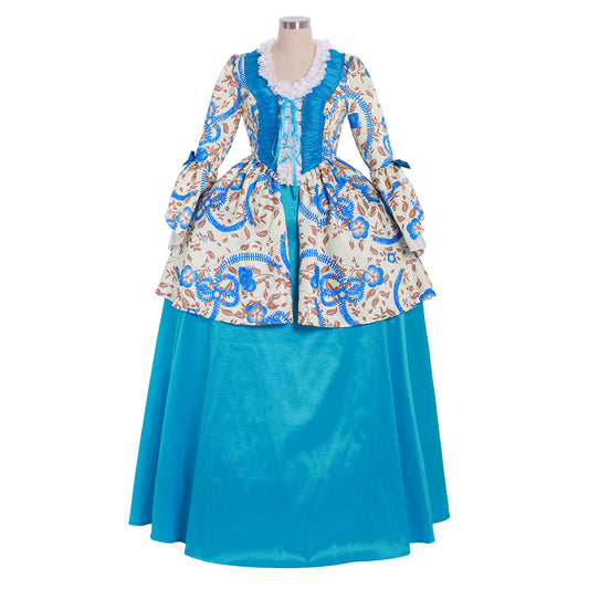 Victorian Rococo Medieval Length Dress  Pint Dsign Trumpet Sleeve Ball Gown Party Costume Women's Royal Halloween Carnival Party Evening Dress Valentine's DayParty Masquerade Adults' Dress All