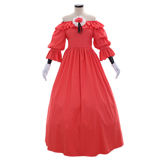 Victorian Rococo Medieval Floor - Length Dress Ball Gown Party Costume Princess Solid Color Ball Gown Off - Shoulder Puff - Sleeve Red Women's Halloween Carnival Party Evening Dress Valentine's Day Party Masquerade Adults' Dress All