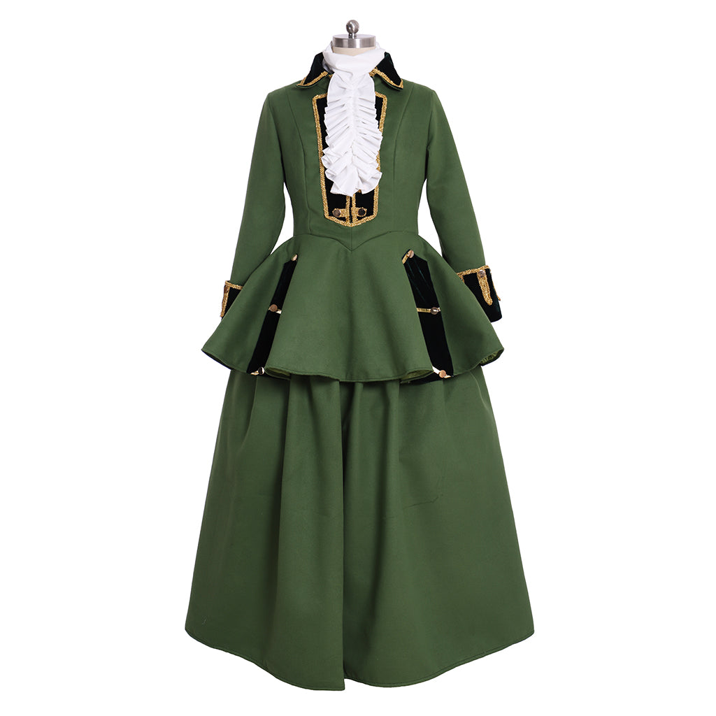 Victorian Rococo Medieval Length Two Piece Suit Party Costume Notch Collar Long Sleeve Green Gold Women's Halloween Carnival Party Evening Dress Valentine's Day Party Masquerade Adults' Dress All
