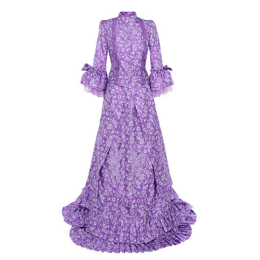 Victorian Rococo Medieval Floor Length Dress Flare Cuff Sleeve Ball Gown Pint Dsign  Women's Royal Halloween Carnival Party Prom Carnival of Venice Dress