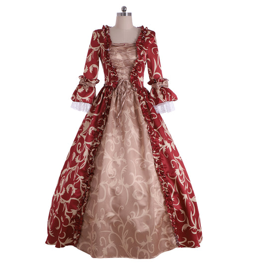 Victorian Rococo Medieval Length Dress Striped DressTrumpet Sleeve Ball Gown Party Costume Women's Royal Halloween Carnival Party Evening Dress Valentine's DayParty Masquerade Adults' Dress All
