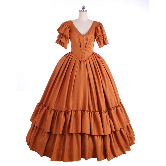 Victorian Gothic Vintage Inspired Dress Party Costume Prom Dress Princess Shakespeare Laminated Design Solid Color Ball Gown Origon Women's Halloween Carnival Valentine's Day Party Evening Party Masquerade Adults' Dress All