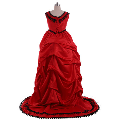 Victorian Rococo Medieval Floor Length Dress Ball Gown Party Costume Princess Red Women's Royal Halloween Carnival Party Prom Carnival of Venice Dress