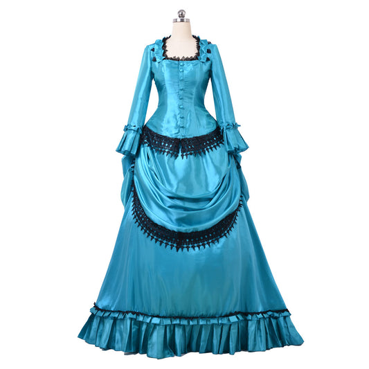 Victorian Rococo Medieval Floor Length Dress Flare Cuff Sleeve Ball Gown Solid Color Ball Gown  Women's Royal Halloween Carnival Party Prom Carnival of Venice Dress
