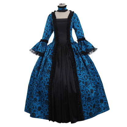 Gothic Rococo Victorian Party Costume Ball Gown Prom Dress Princess Lace print  Women's Royal Masquerade Party Carnival of Venice Adults' Dress